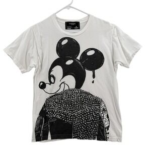 DOMREBEL Shirt Mens Medium Studded Embellished Cartoon Mouse Mickey Swarovski